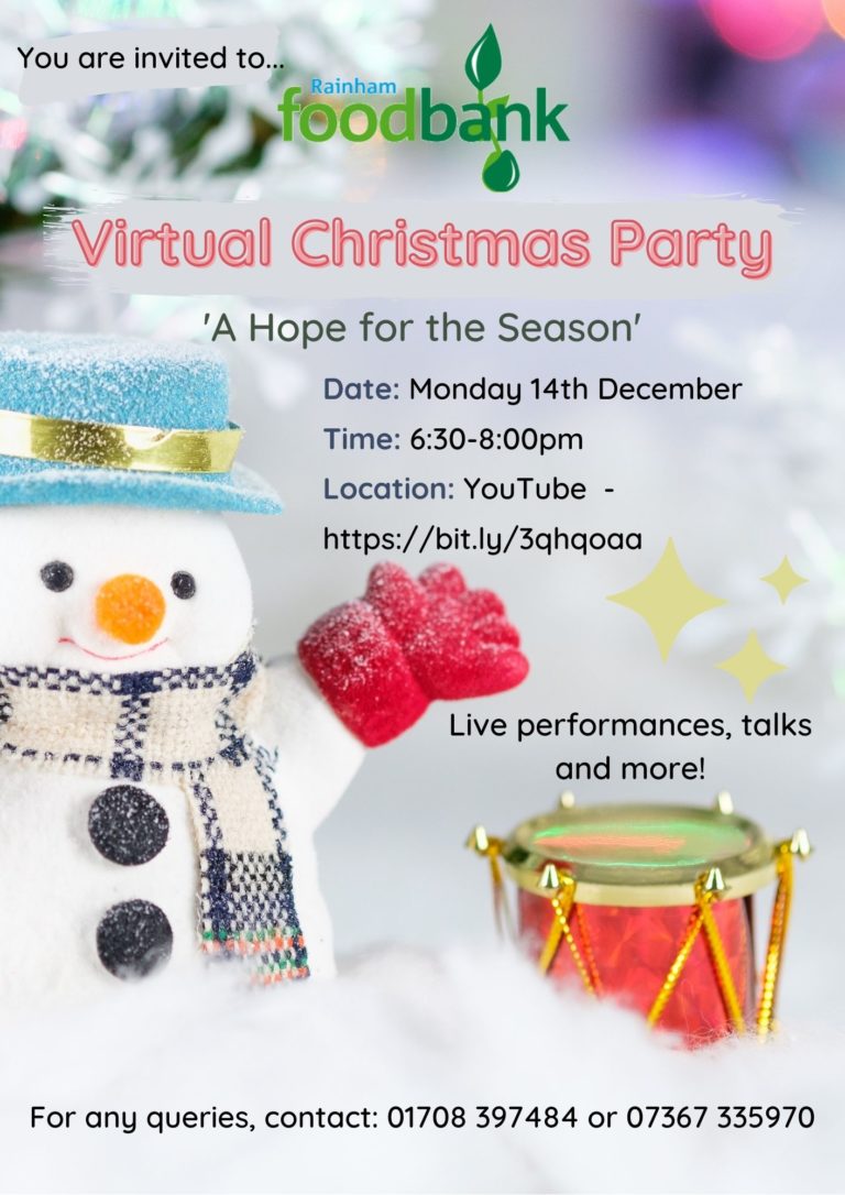 You are invited to our Virtual Christmas Party! | Rainham Foodbank